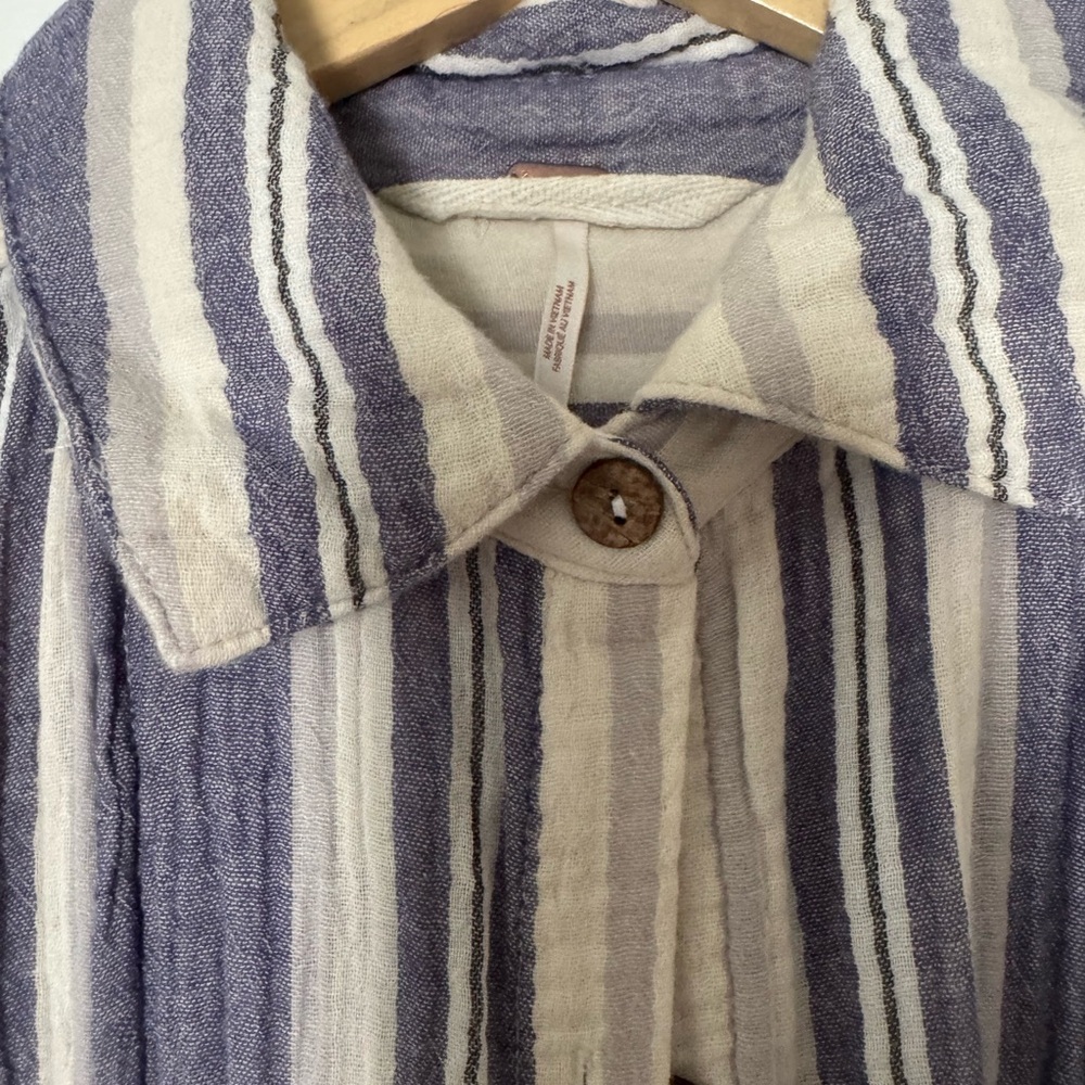 Free People Linen Bohemian Button-Up Shirt dress - Picture 5 of 5